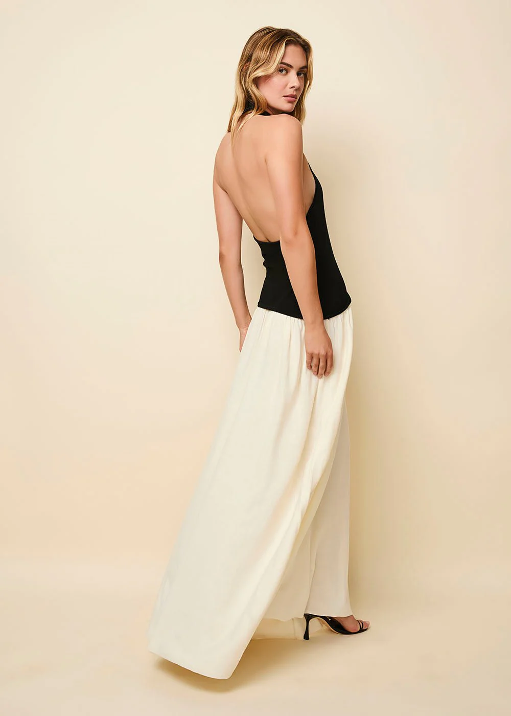 Halter Soglio Dress Ecru Noir - Image 3