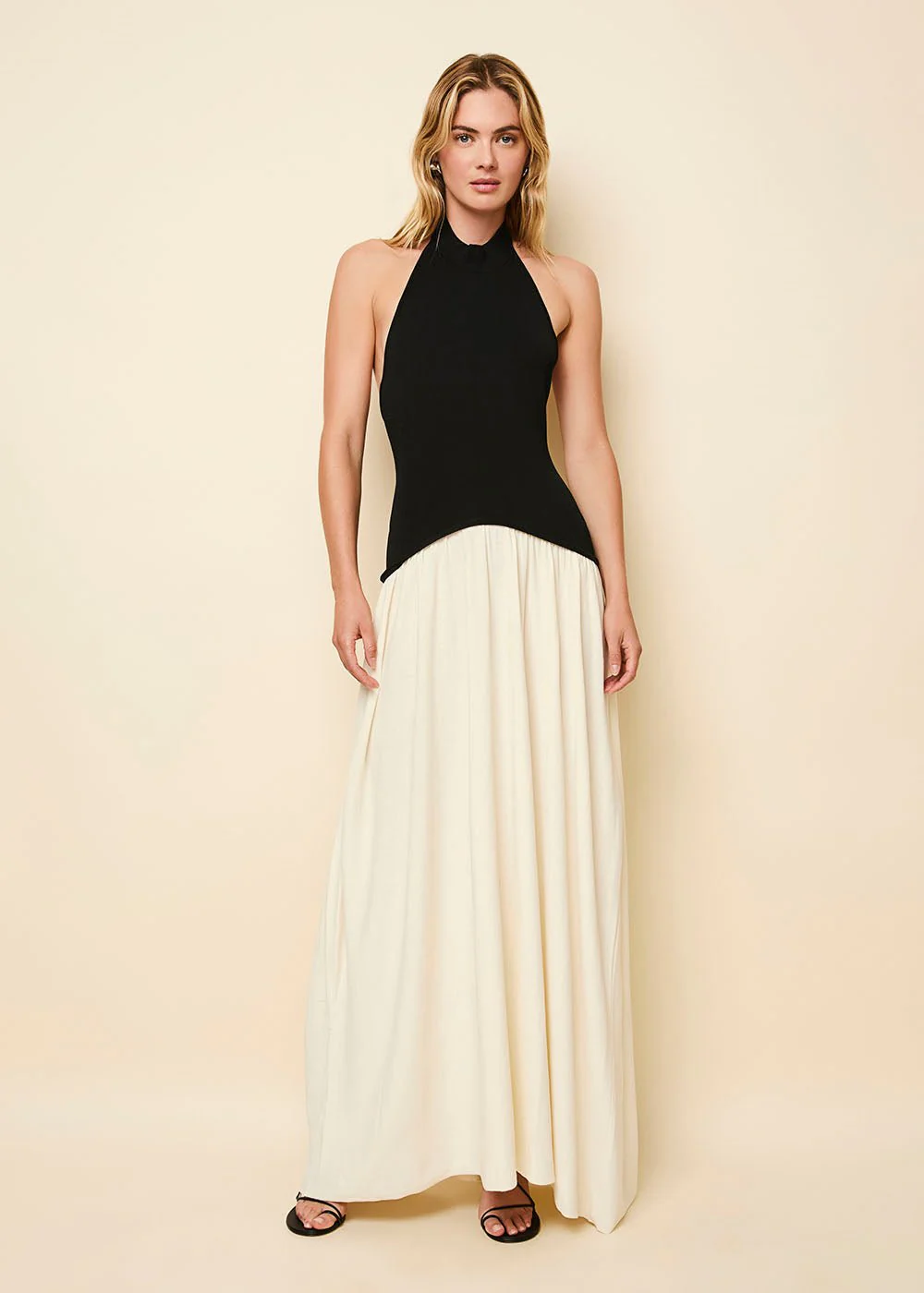 Halter Soglio Dress Ecru Noir - Image 4